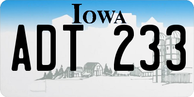 IA license plate ADT233