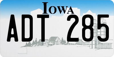 IA license plate ADT285