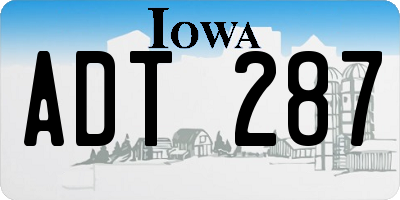 IA license plate ADT287