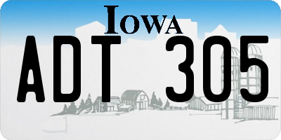 IA license plate ADT305