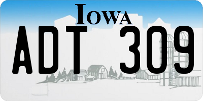 IA license plate ADT309
