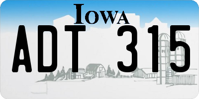 IA license plate ADT315