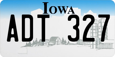 IA license plate ADT327
