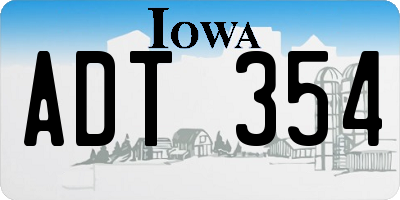 IA license plate ADT354
