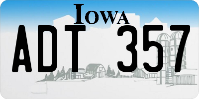 IA license plate ADT357