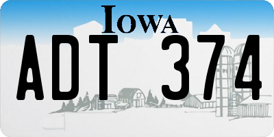 IA license plate ADT374