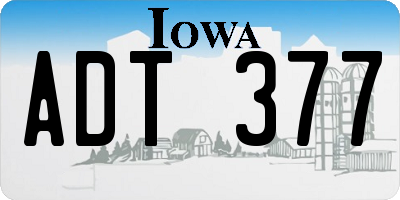 IA license plate ADT377