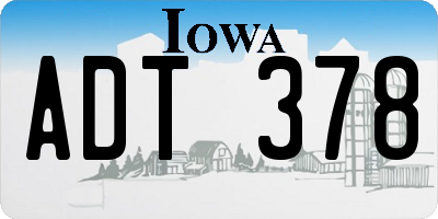 IA license plate ADT378