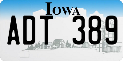 IA license plate ADT389