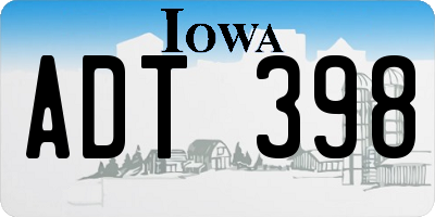 IA license plate ADT398