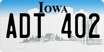 IA license plate ADT402