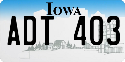 IA license plate ADT403