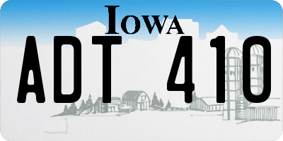 IA license plate ADT410