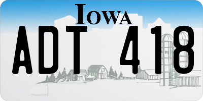 IA license plate ADT418