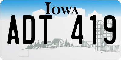IA license plate ADT419