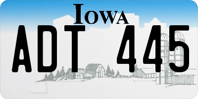 IA license plate ADT445