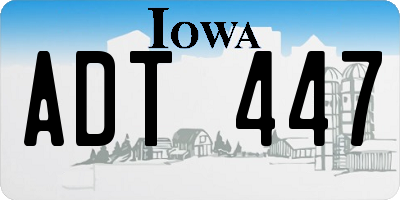 IA license plate ADT447