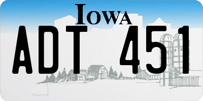IA license plate ADT451