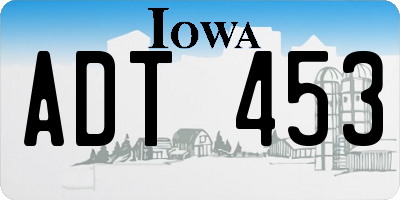 IA license plate ADT453