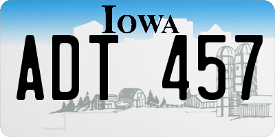 IA license plate ADT457