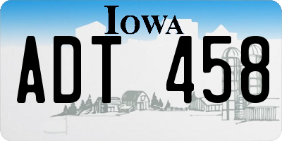 IA license plate ADT458