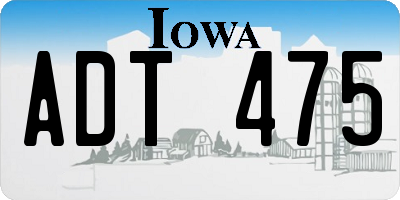 IA license plate ADT475