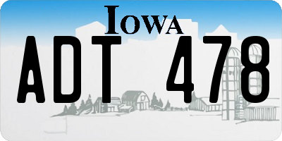 IA license plate ADT478