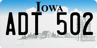 IA license plate ADT502