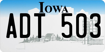 IA license plate ADT503