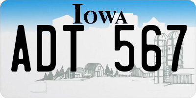 IA license plate ADT567