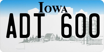 IA license plate ADT600