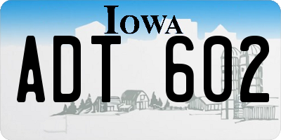 IA license plate ADT602
