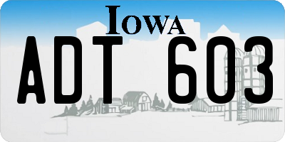 IA license plate ADT603