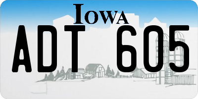 IA license plate ADT605