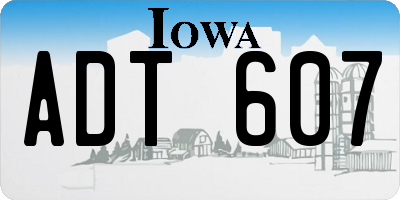 IA license plate ADT607