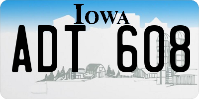 IA license plate ADT608