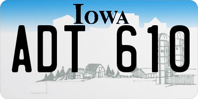 IA license plate ADT610