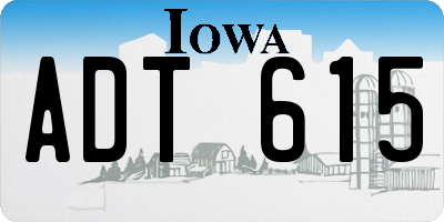 IA license plate ADT615