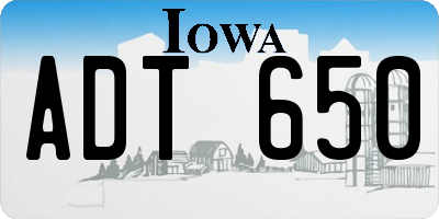 IA license plate ADT650
