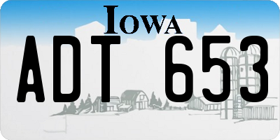 IA license plate ADT653