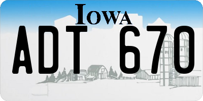 IA license plate ADT670