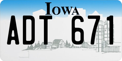 IA license plate ADT671