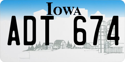 IA license plate ADT674