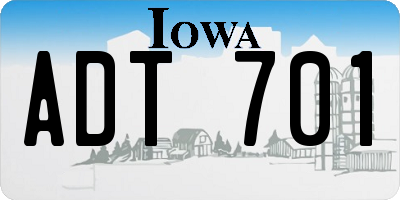 IA license plate ADT701