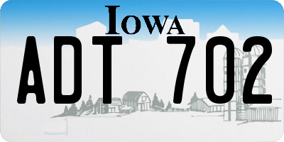 IA license plate ADT702