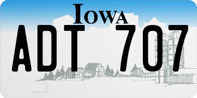 IA license plate ADT707