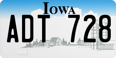 IA license plate ADT728