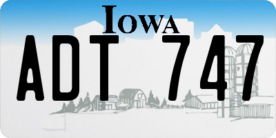 IA license plate ADT747