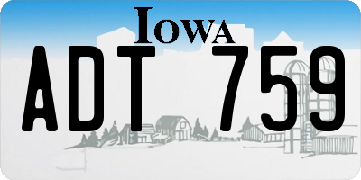 IA license plate ADT759
