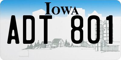 IA license plate ADT801